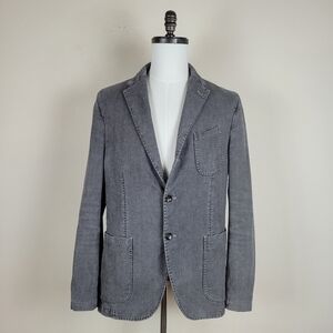 Fradi Blazer Jacket Mens IT54 US44 Gray Herringbone Single Breasted Double Vent